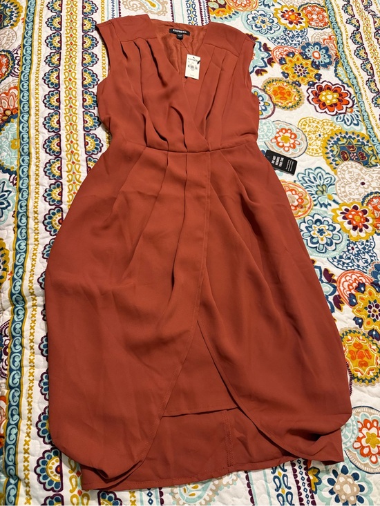 Express Dresses & Skirts - NWT Express Rust-Orange High-Low Wrap Dress